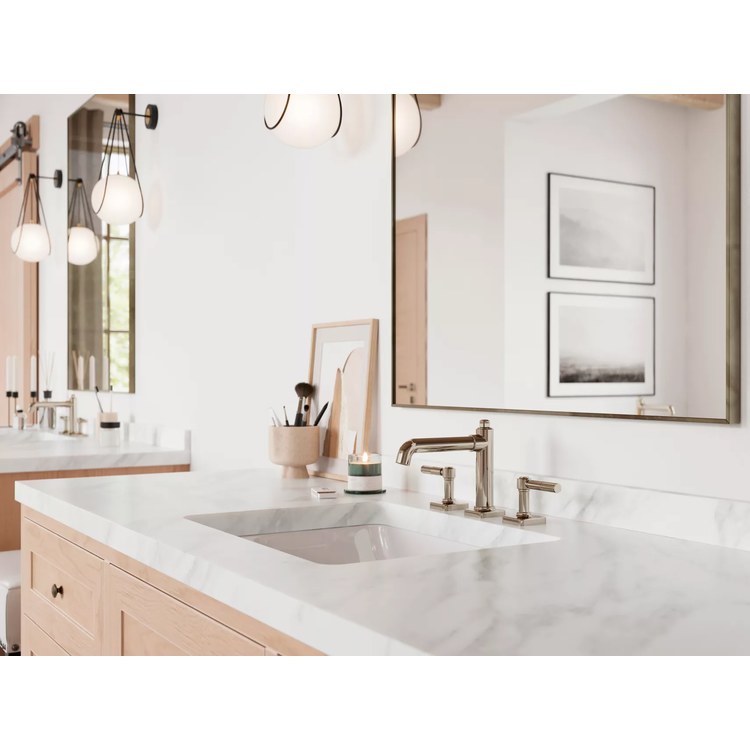 Lavatory Faucet Hillstone Widespread 8 to 15 Inch Spread 2 Lever ADA WaterSense/CALGreen Polished Nickel 1.2 Gallons per Minute Deck Push and Seal 3 Hole - Image 3