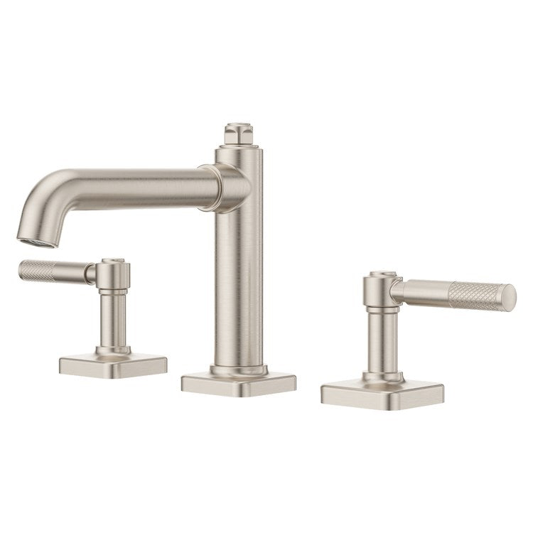 Lavatory Faucet Hillstone Widespread 8 to 15 Inch Spread 2 Lever ADA WaterSense/CALGreen Brushed Nickel 1.2 Gallons per Minute Deck Push and Seal 3 Hole - Image 1
