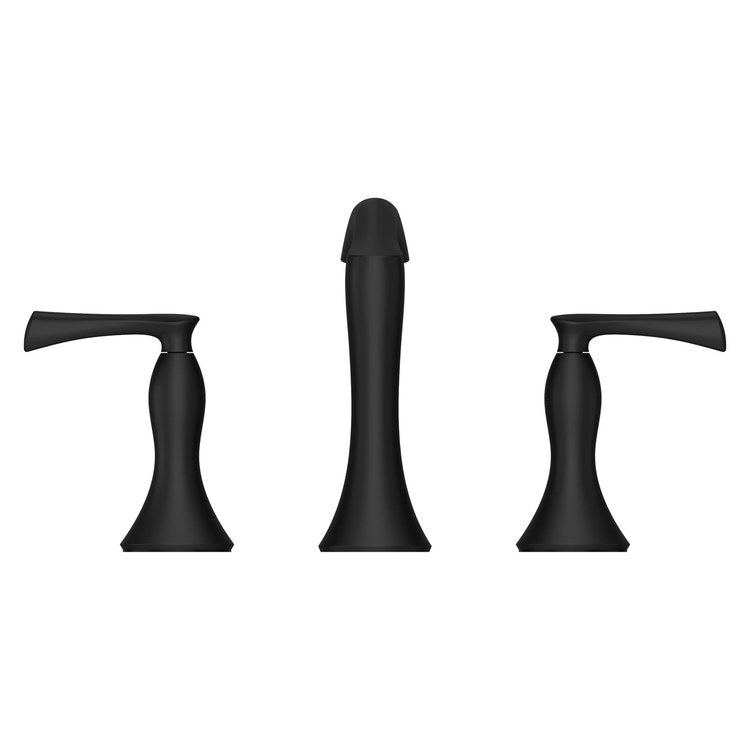 Lavatory Faucet Rhen Widespread 8 to 15 Inch Spread 2 Lever ADA WaterSense/CALGreen Matte Black 1.2 Gallons per Minute Deck Push and Seal 3 Hole - Image 3
