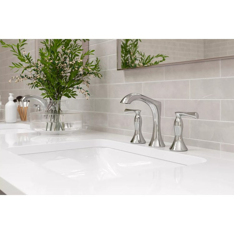Lavatory Faucet Rhen Widespread 8 to 15 Inch Spread 2 Lever ADA WaterSense/CALGreen Polished Chrome 1.2 Gallons per Minute Deck Push and Seal 3 Hole - Image 2