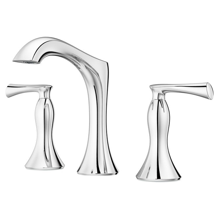 Lavatory Faucet Rhen Widespread 8 to 15 Inch Spread 2 Lever ADA WaterSense/CALGreen Polished Chrome 1.2 Gallons per Minute Deck Push and Seal 3 Hole - Image 1
