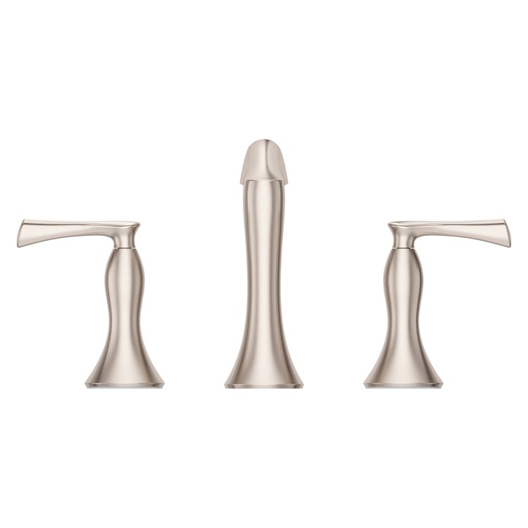 Lavatory Faucet Rhen Widespread 8 to 15 Inch Spread 2 Lever ADA WaterSense/CALGreen Brushed Nickel 1.2 Gallons per Minute Deck Push and Seal 3 Hole - Image 3