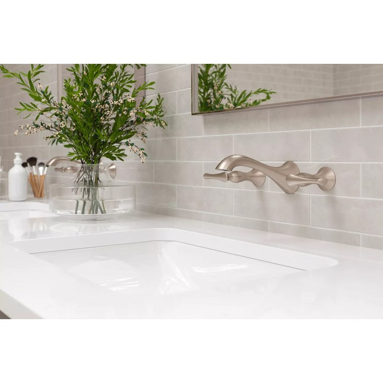Lavatory Trim Rhen Wall Mount 2 Lever Brushed Nickel WaterSense/CALGreen ADA 1.2 Gallons per Minute - Image 2