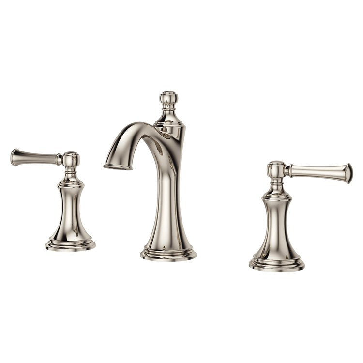 Lavatory Faucet Tisbury Widespread 8 to 15 Inch Spread 2 Lever ADA WaterSense/CALGreen Polished Nickel 1.2 Gallons per Minute Deck Pop-Up 3 Hole