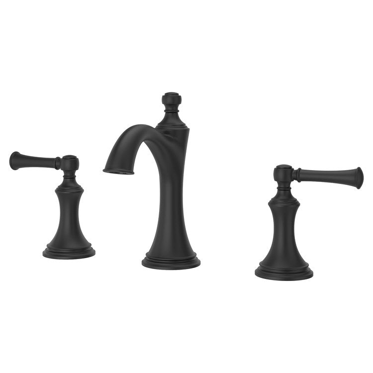 Lavatory Faucet Tisbury Widespread 8 to 15 Inch Spread 2 Lever ADA WaterSense/CALGreen Spot Defense Matte Black 1.2 Gallons per Minute Deck Pop-Up 3 Hole
