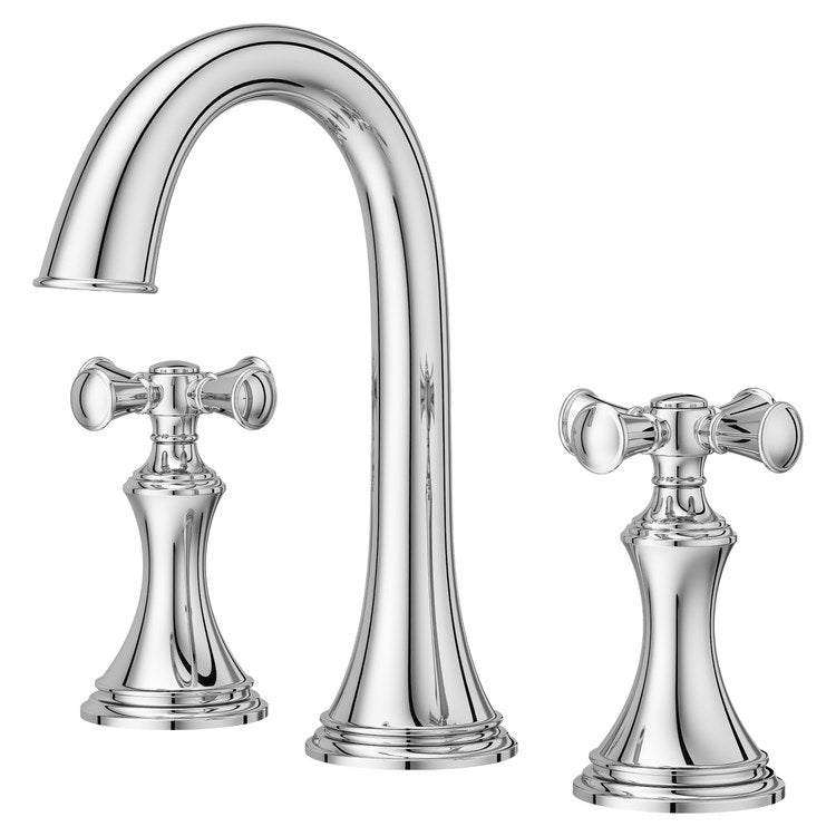 Lavatory Faucet Tisbury Widespread 8 to 15 Inch Spread 2 Cross WaterSense/CALGreen Polished Chrome 1.2 Gallons per Minute Deck High Arc Push and Seal 3 Hole