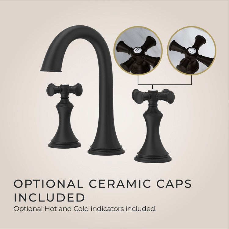 Lavatory Faucet Tisbury Widespread 8 to 15 Inch Spread 2 Cross WaterSense/CALGreen Spot Defense Matte Black 1.2 Gallons per Minute Deck High Arc Push and Seal 3 Hole - Image 3