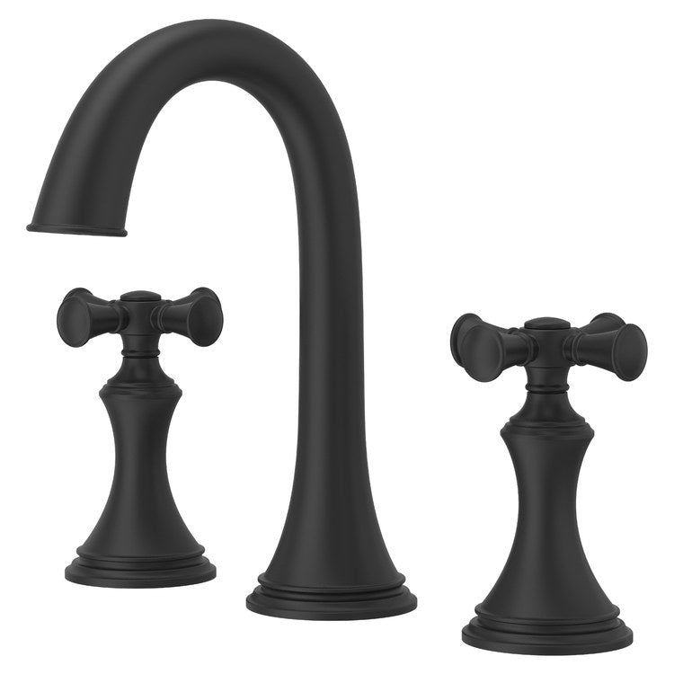 Lavatory Faucet Tisbury Widespread 8 to 15 Inch Spread 2 Cross WaterSense/CALGreen Spot Defense Matte Black 1.2 Gallons per Minute Deck High Arc Push and Seal 3 Hole