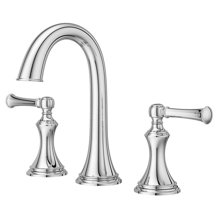 Lavatory Faucet Tisbury Widespread 8 to 15 Inch Spread 2 Lever ADA WaterSense/CALGreen Polished Chrome 1.2 Gallons per Minute Deck High Arc Push and Seal 3 Hole