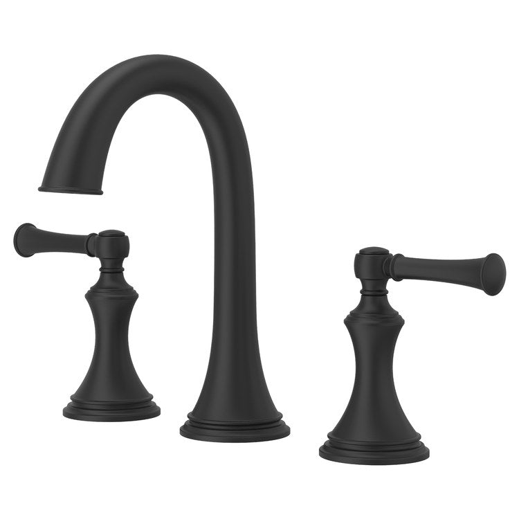 Lavatory Faucet Tisbury Widespread 8 to 15 Inch Spread 2 Lever ADA WaterSense/CALGreen Spot Defense Matte Black 1.2 Gallons per Minute Deck High Arc Push and Seal 3 Hole