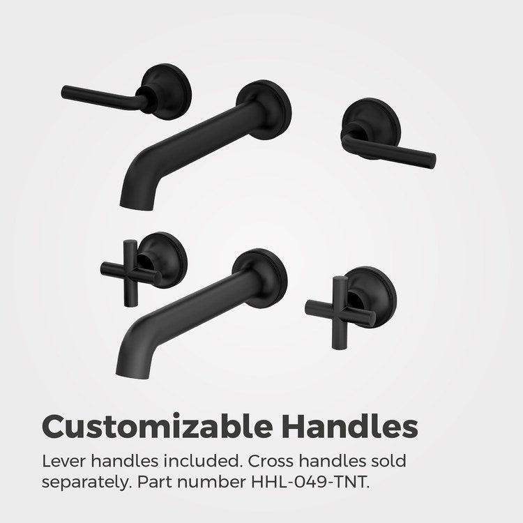 Lavatory Trim Tenet Wall Mount 8 Inch Spread 2 Lever Matte Black WaterSense/CALGreen ADA 1.2 Gallons per Minute - Image 2