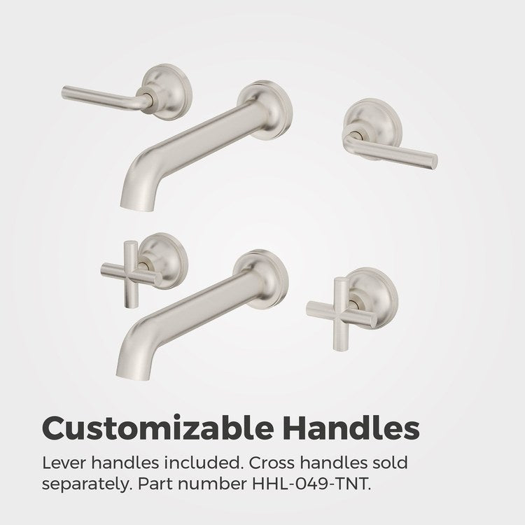Lavatory Trim Tenet Wall Mount 8 Inch Spread 2 Lever Brushed Nickel WaterSense/CALGreen ADA 1.2 Gallons per Minute - Image 2