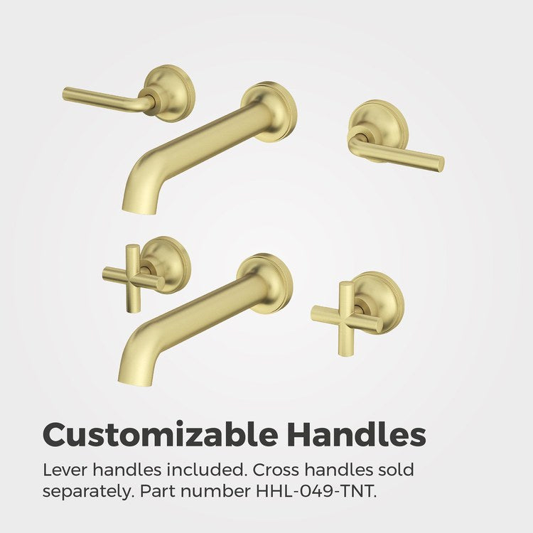 Lavatory Trim Tenet Wall Mount 8 Inch Spread 2 Lever Brushed Gold WaterSense/CALGreen ADA 1.2 Gallons per Minute - Image 2