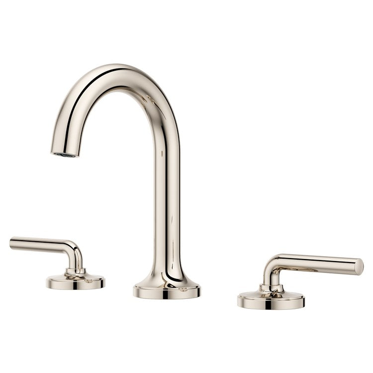 Lavatory Faucet Tenet Widespread 8 to 15 Inch Spread 2 Lever ADA WaterSense/CALGreen Polished Nickel 1.2 Gallons per Minute Deck Push and Seal 3 Hole