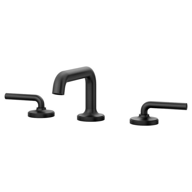 Lavatory Faucet Tenet Widespread 8 to 15 Inch Spread 2 Lever ADA WaterSense/CALGreen Matte Black 1.2 Gallons per Minute Deck Push and Seal 3 Hole