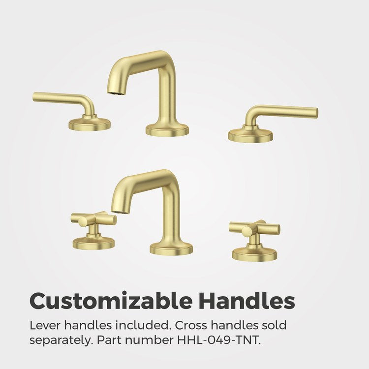 Lavatory Faucet Tenet Widespread 8 to 15 Inch Spread 2 Lever ADA WaterSense/CALGreen Brushed Gold 1.2 Gallons per Minute Deck Push and Seal 3 Hole - Image 2