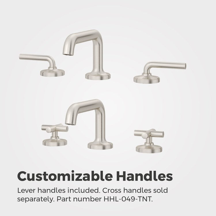 Lavatory Faucet Tenet Widespread 8 to 15 Inch Spread 2 Lever ADA WaterSense/CALGreen Brushed Nickel 1.2 Gallons per Minute Deck Push and Seal 3 Hole - Image 2