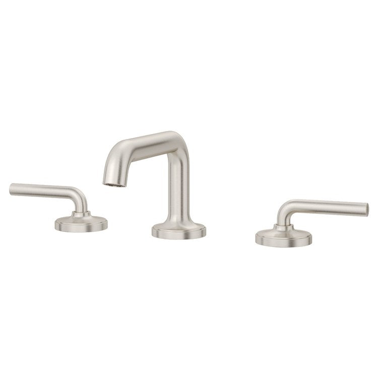 Lavatory Faucet Tenet Widespread 8 to 15 Inch Spread 2 Lever ADA WaterSense/CALGreen Brushed Nickel 1.2 Gallons per Minute Deck Push and Seal 3 Hole