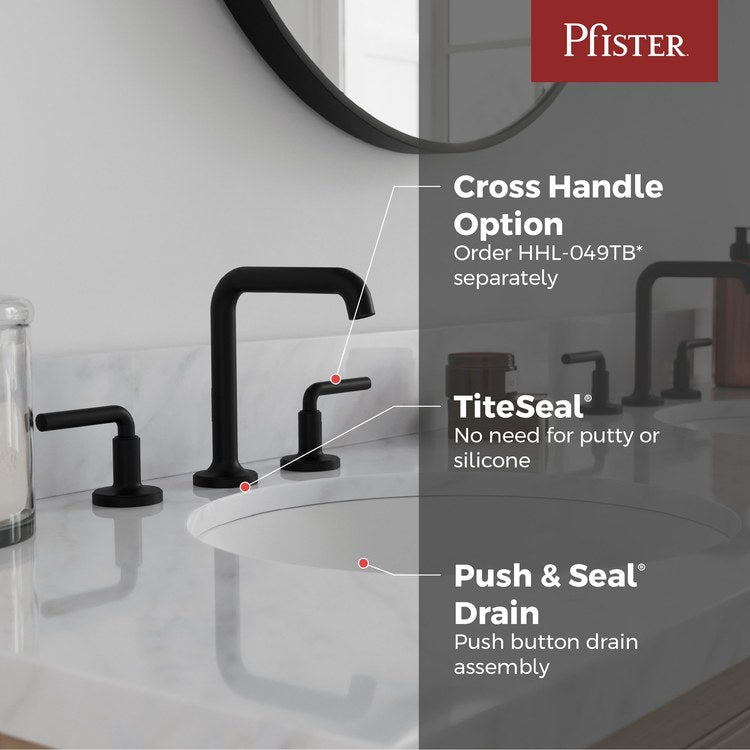Lavatory Faucet Tenet Widespread 8 to 15 Inch Spread 2 Lever ADA WaterSense/CALGreen Spot Defense Matte Black 1.2 Gallons per Minute Deck High Arc Push and Seal 3 Hole - Image 2