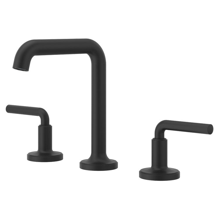 Lavatory Faucet Tenet Widespread 8 to 15 Inch Spread 2 Lever ADA WaterSense/CALGreen Spot Defense Matte Black 1.2 Gallons per Minute Deck High Arc Push and Seal 3 Hole