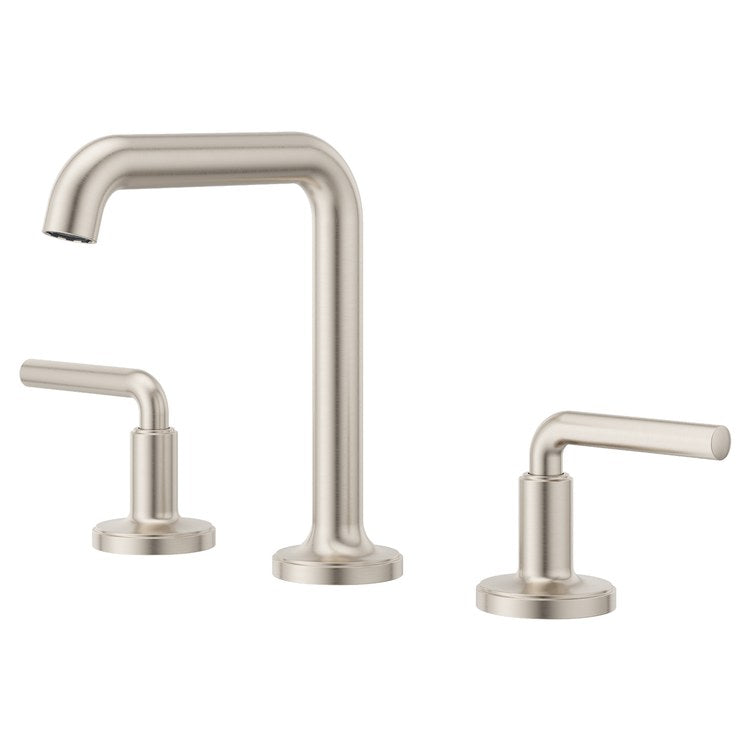 Lavatory Faucet Tenet Widespread 8 to 15 Inch Spread 2 Lever ADA WaterSense/CALGreen Brushed Nickel 1.2 Gallons per Minute Deck High Arc Push and Seal 3 Hole
