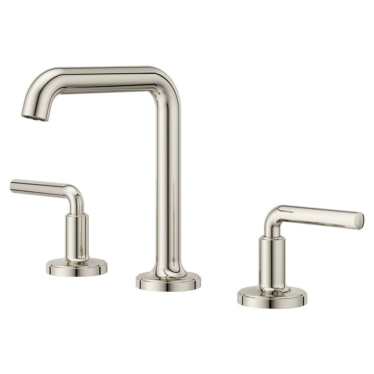 Lavatory Faucet Tenet Widespread 8 to 15 Inch Spread 2 Lever ADA WaterSense/CALGreen Polished Nickel 1.2 Gallons per Minute Deck High Arc Push and Seal 3 Hole