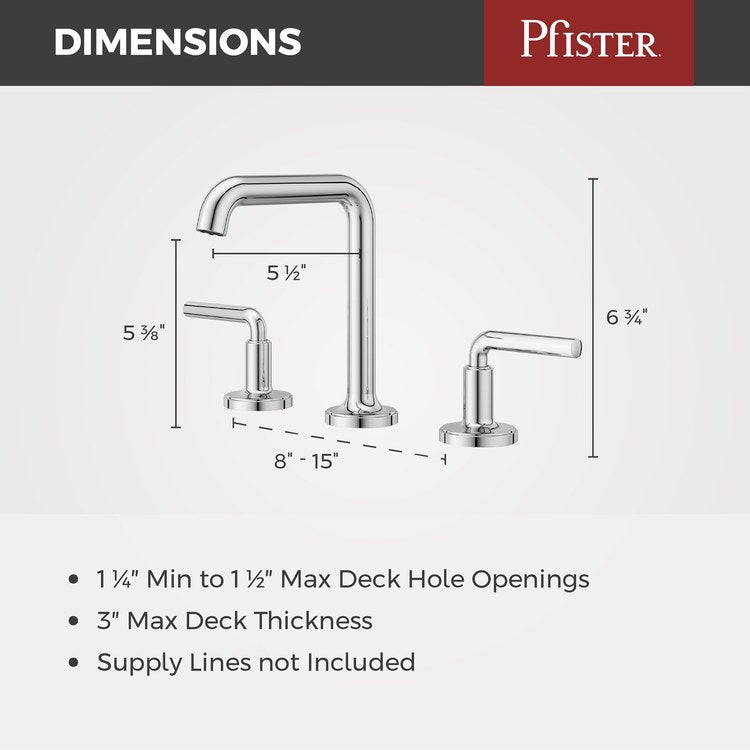Lavatory Faucet Tenet Widespread 8 to 15 Inch Spread 2 Lever ADA WaterSense/CALGreen Polished Chrome 1.2 Gallons per Minute Deck High Arc Push and Seal 3 Hole - Image 3