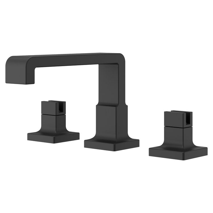 Lavatory Faucet Verve Widespread 8 to 15 Inch Spread Less Handle WaterSense/CALGreen Matte Black 1.2 Gallons per Minute Deck Low Spout Push and Seal 3 Hole - Image 1