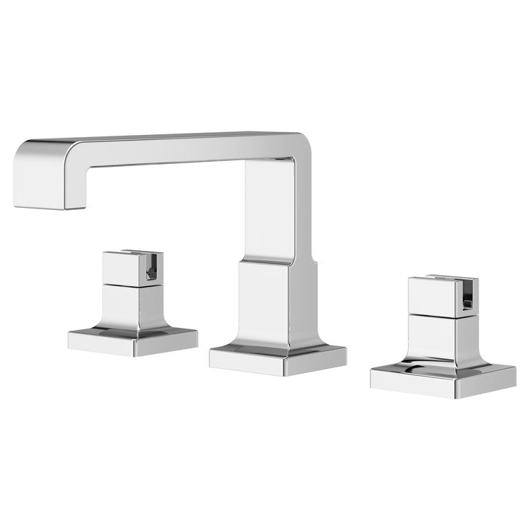 Lavatory Faucet Verve Widespread 8 to 15 Inch Spread Less Handle WaterSense/CALGreen Polished Chrome 1.2 Gallons per Minute Deck Low Spout Push and Seal 3 Hole - Image 1