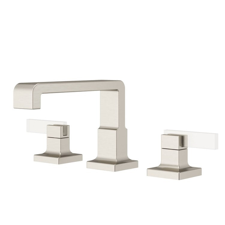 Lavatory Faucet Verve Widespread 8 to 15 Inch Spread Less Handle WaterSense/CALGreen Brushed Nickel 1.2 Gallons per Minute Deck Low Spout Push and Seal 3 Hole - Image 2