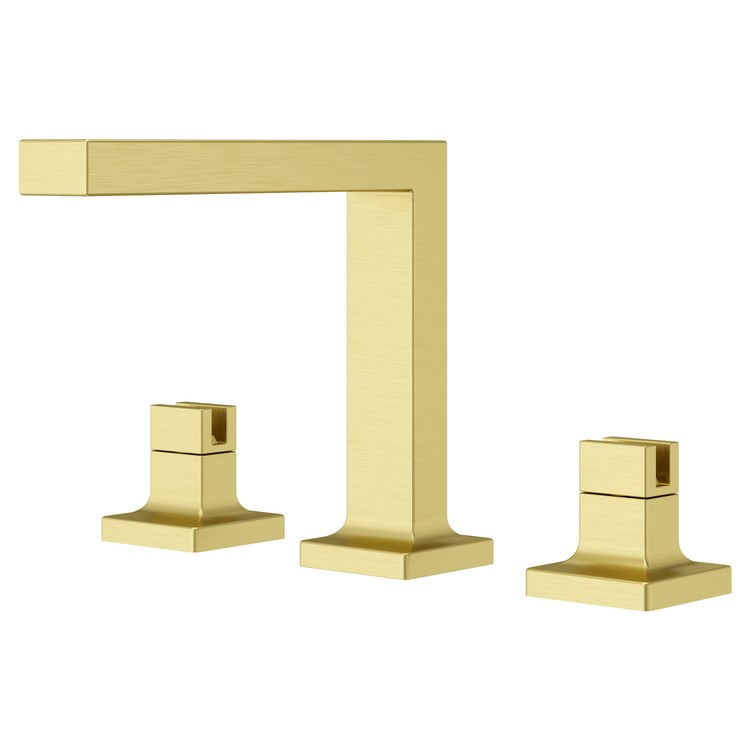 Lavatory Faucet Verve Widespread 8 to 15 Inch Spread Less Handle WaterSense/CALGreen Brushed Gold 1.2 Gallons per Minute Deck Push and Seal 3 Hole