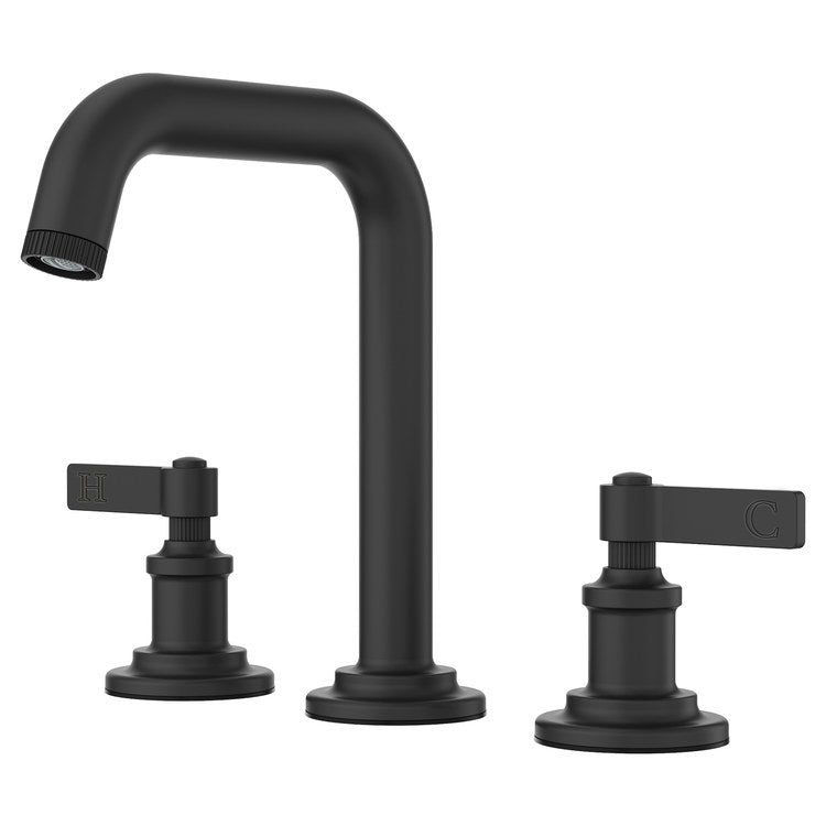 Lavatory Faucet Winter Park Widespread 8 to 15 Inch Spread 2 Lever ADA WaterSense/CALGreen Spot Defense Matte Black 1.2 Gallons per Minute Deck Push and Seal 3 Hole