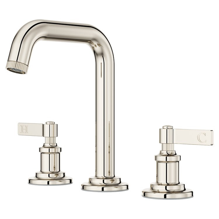 Lavatory Faucet Winter Park Widespread 8 to 15 Inch Spread 2 Lever ADA WaterSense/CALGreen Polished Nickel 1.2 Gallons per Minute Deck Push and Seal 3 Hole