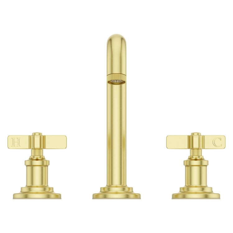 Lavatory Faucet Winter Park Widespread 8 to 15 Inch Spread 2 Cross ADA WaterSense/CALGreen Brushed Gold 1.2 Gallons per Minute Deck Push and Seal 3 Hole - Image 3