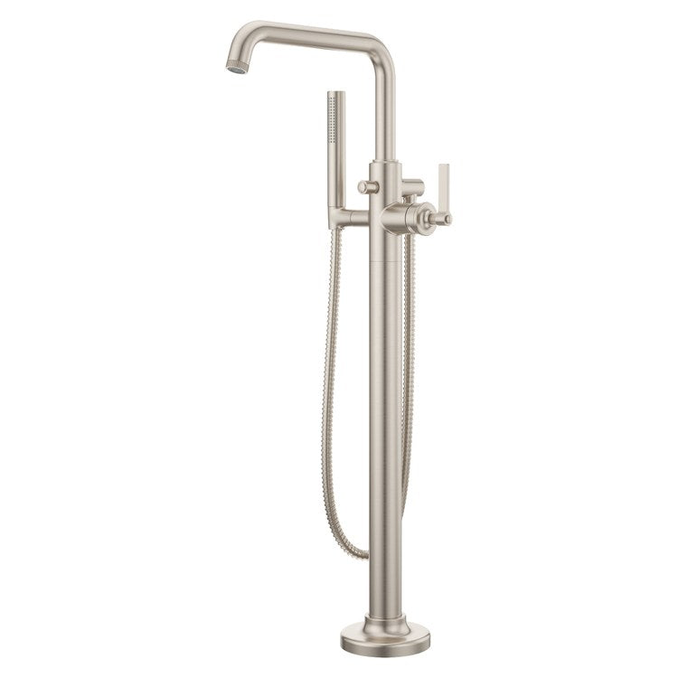 Tub Filler Trim Winter Park Freestanding with Wand 1 Lever Brushed Nickel WaterSense/CALGreen ADA 9-3/8 Inch Spread Floor 6.5 Gallons per Minute - Image 1
