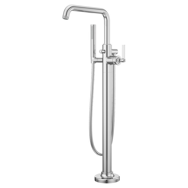 Tub Filler Trim Winter Park Freestanding with Wand 1 Lever Polished Chrome WaterSense/CALGreen ADA 9-3/8 Inch Spread Floor 6.5 Gallons per Minute - Image 1