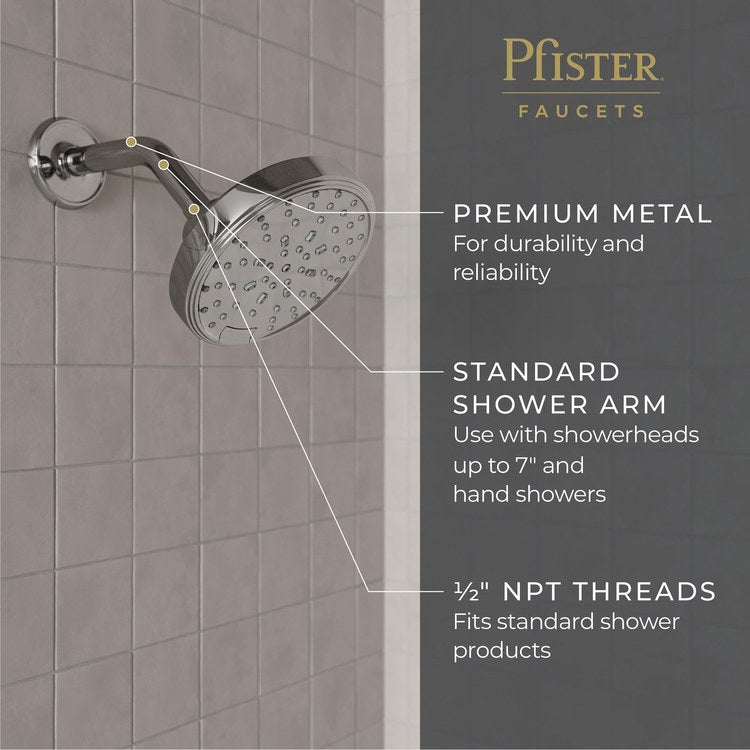 Shower Arm Curved Less Flange Polished Chrome 6 Inch Brass Wall - Image 2