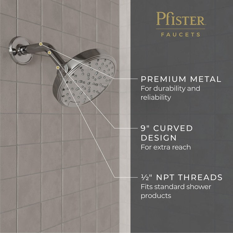 Shower Arm Curved Less Flange Polished Chrome 9 Inch Brass Wall - Image 3