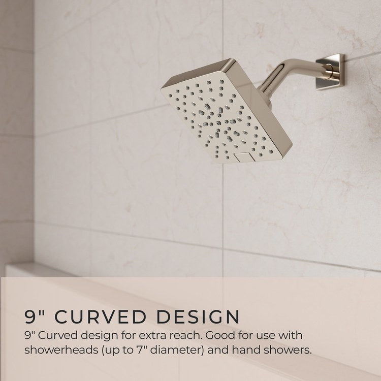Shower Arm Curved Less Flange Polished Nickel 9 Inch Brass Wall - Image 2