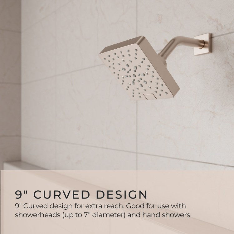 Shower Arm Curved Less Flange Brushed Nickel 9 Inch Brass Wall - Image 2