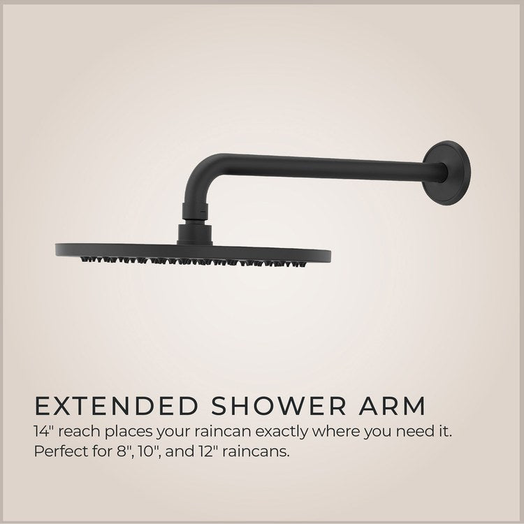 Shower Arm Straight Less Flange Matte Black 14 Inch Brass Wall - Image 3