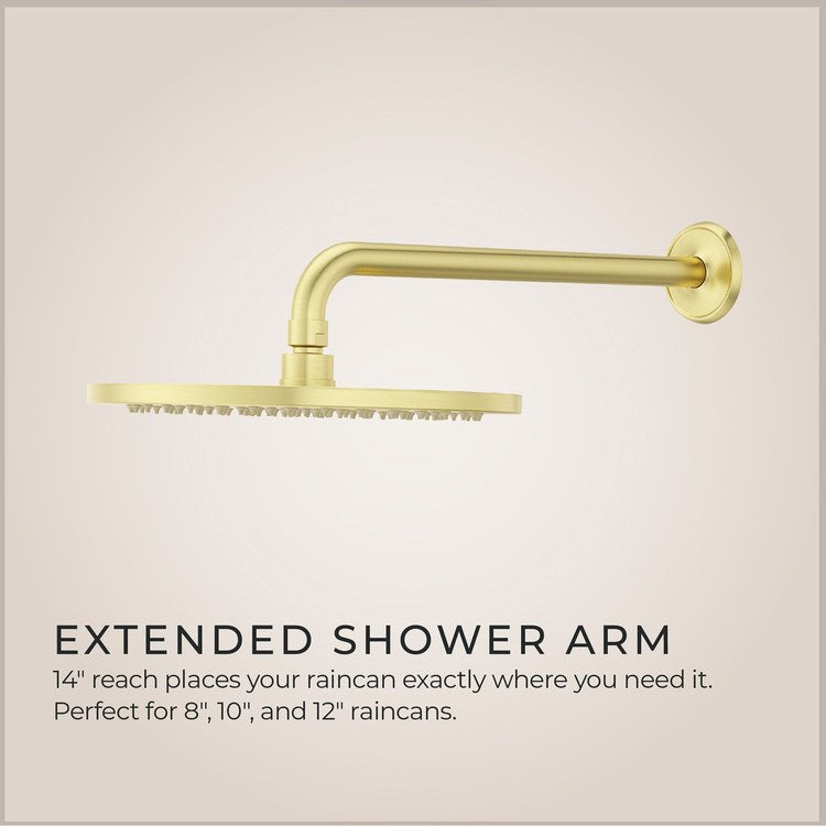 Shower Arm Straight Less Flange Brushed Gold 14 Inch Brass Wall - Image 3