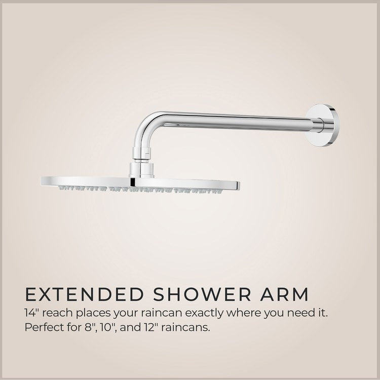 Shower Arm Straight Less Flange Polished Chrome 14 Inch Brass Wall - Image 3