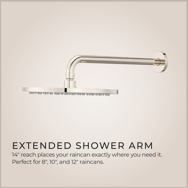 Shower Arm Straight Less Flange Polished Nickel 14 Inch Brass Wall - Image 3