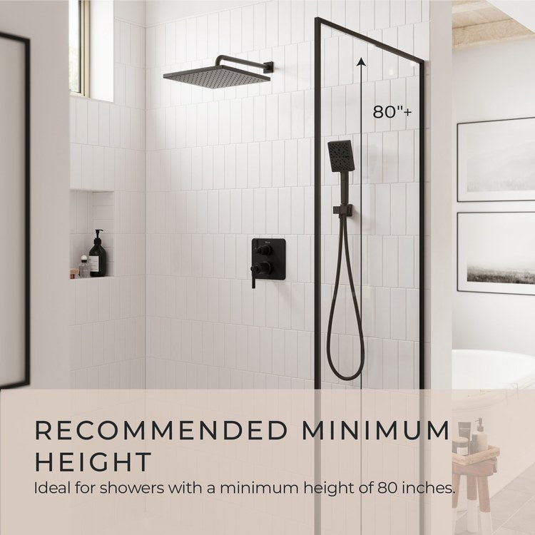Shower Arm Straight Less Flange Matte Black 18 Inch Brass Wall - Image 2