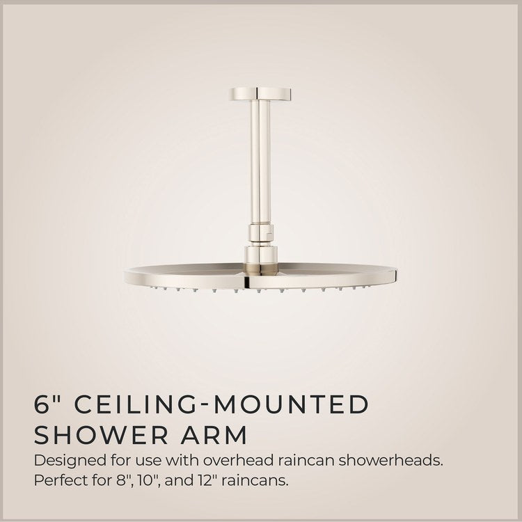 Shower Arm Less Flange Brushed Nickel 6 Inch Brass Ceiling - Image 3