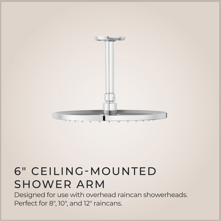 Shower Arm Less Flange Polished Chrome 6 Inch Brass Ceiling - Image 3