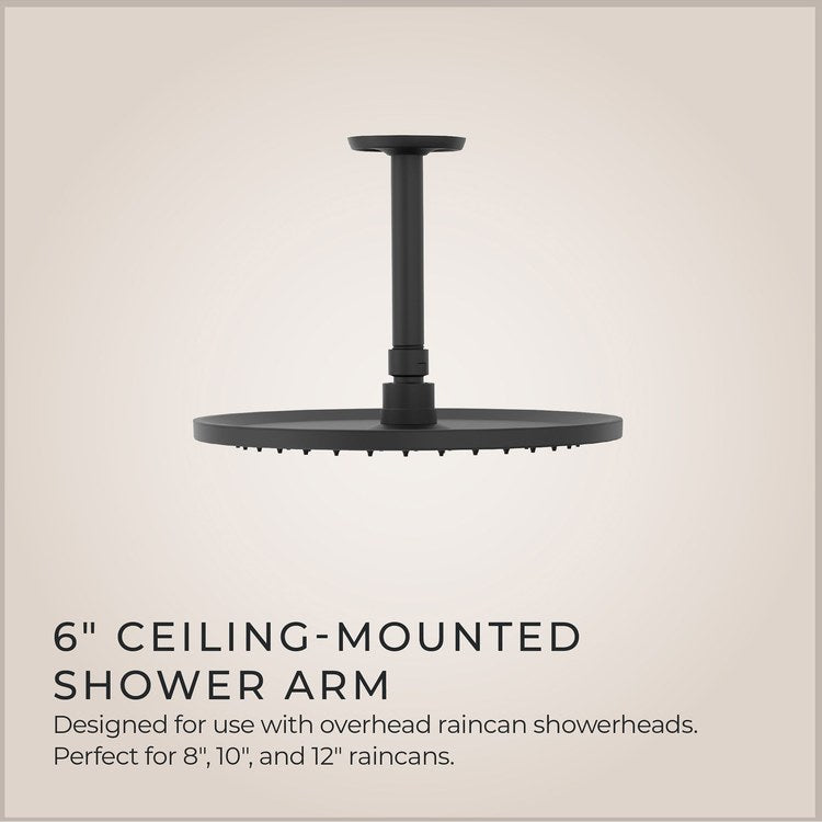 Shower Arm Less Flange Matte Black 6 Inch Brass Ceiling - Image 3