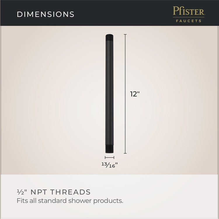 Shower Arm Less Flange Matte Black 12 Inch Brass Ceiling - Image 2