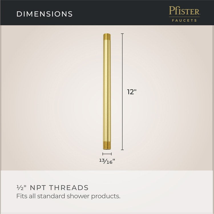 Shower Arm Less Flange Brushed Gold 12 Inch Brass Ceiling - Image 2